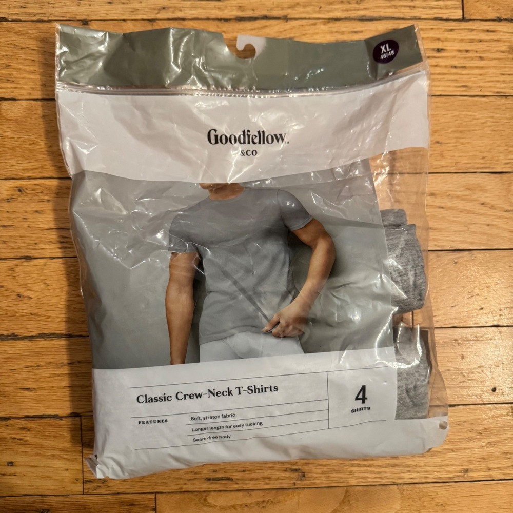 Goodfellow & Co Mens 2 Pack Classic Crew Neck T-Shirts Heather Grey XL 46/48
